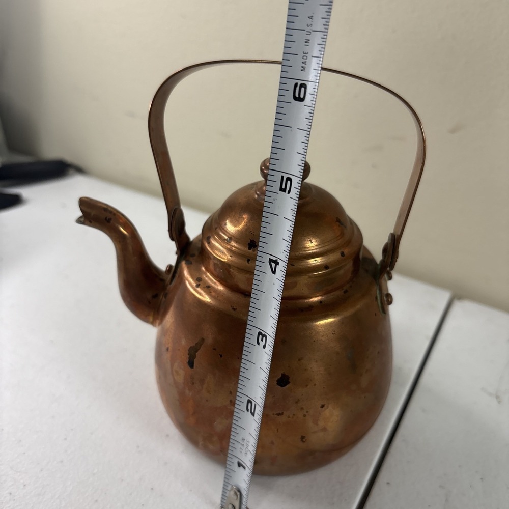 Vintage Small Copper OPA Helsinki Finland Teapot Tea Kettle With Patina - Picture 6 of 7